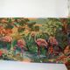 Ancienne tapisserie canevas fait groupe de flamands roses 102 cm déco vintage 1970