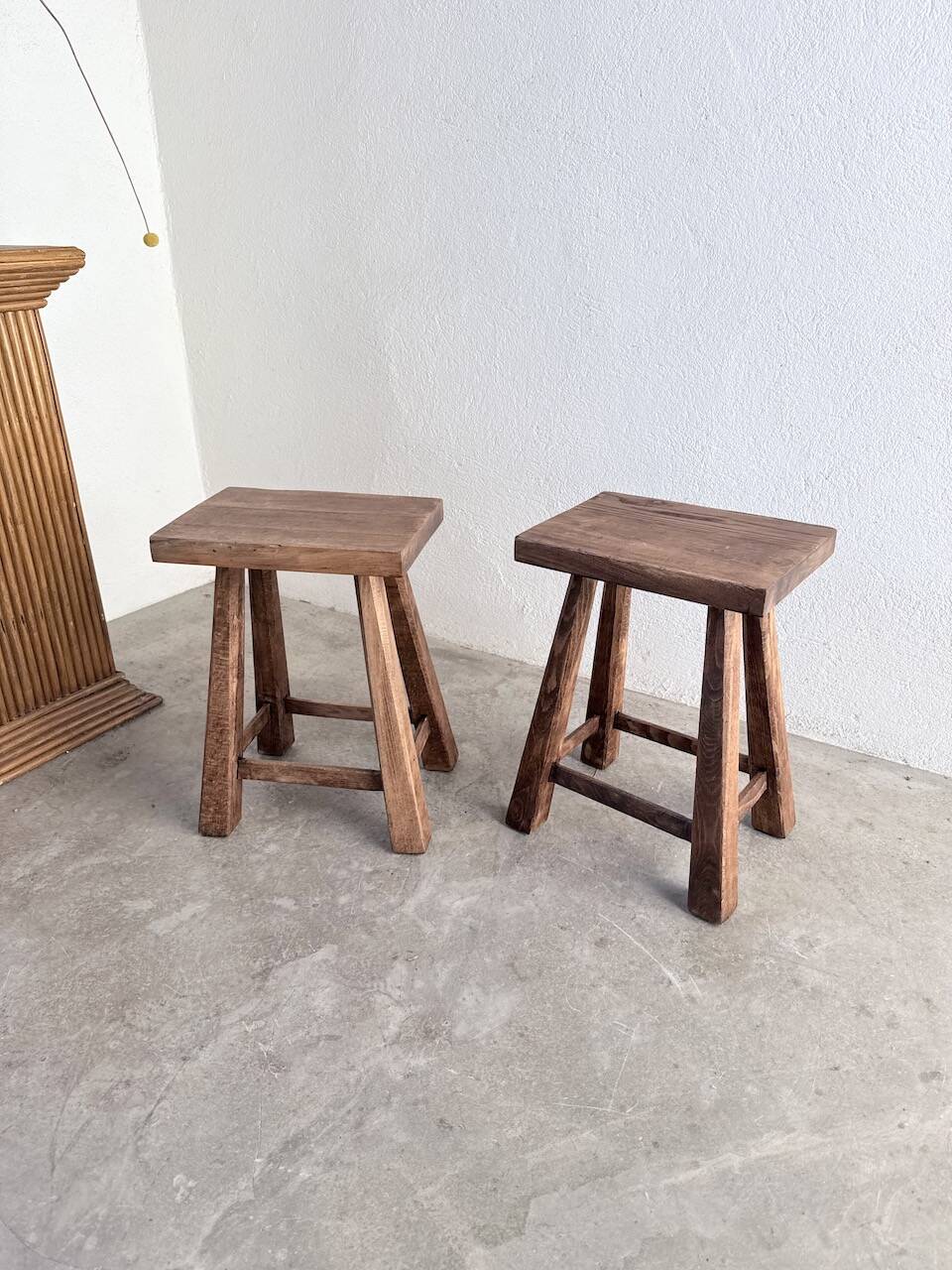 Pair of oak stools from the 1960s.