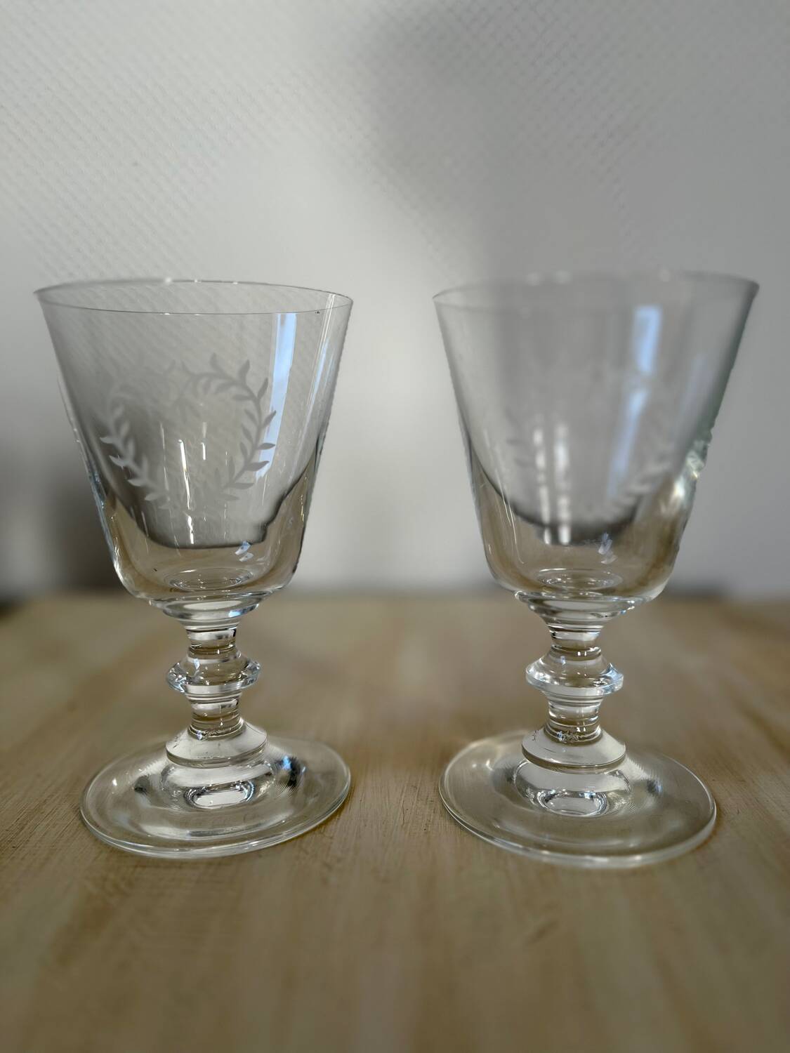 Pair of stemmed wine glasses
