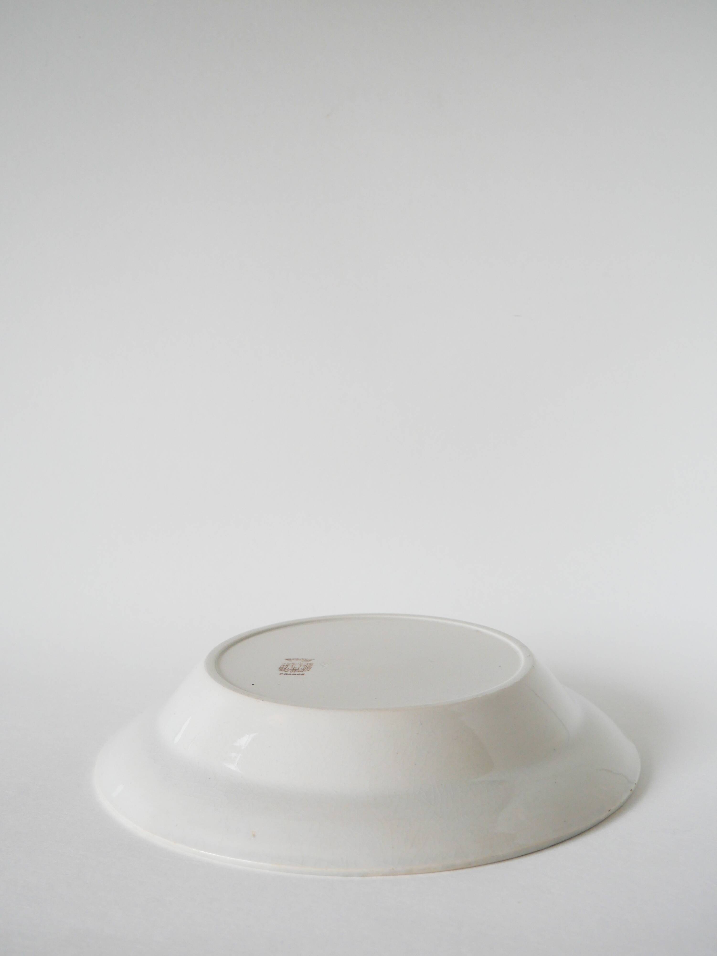 Gien pleated hollow dish, pink and blue flowers, 1950