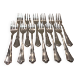 12 silver-plated metal cake forks by Ercuis silversmiths, Contours pattern