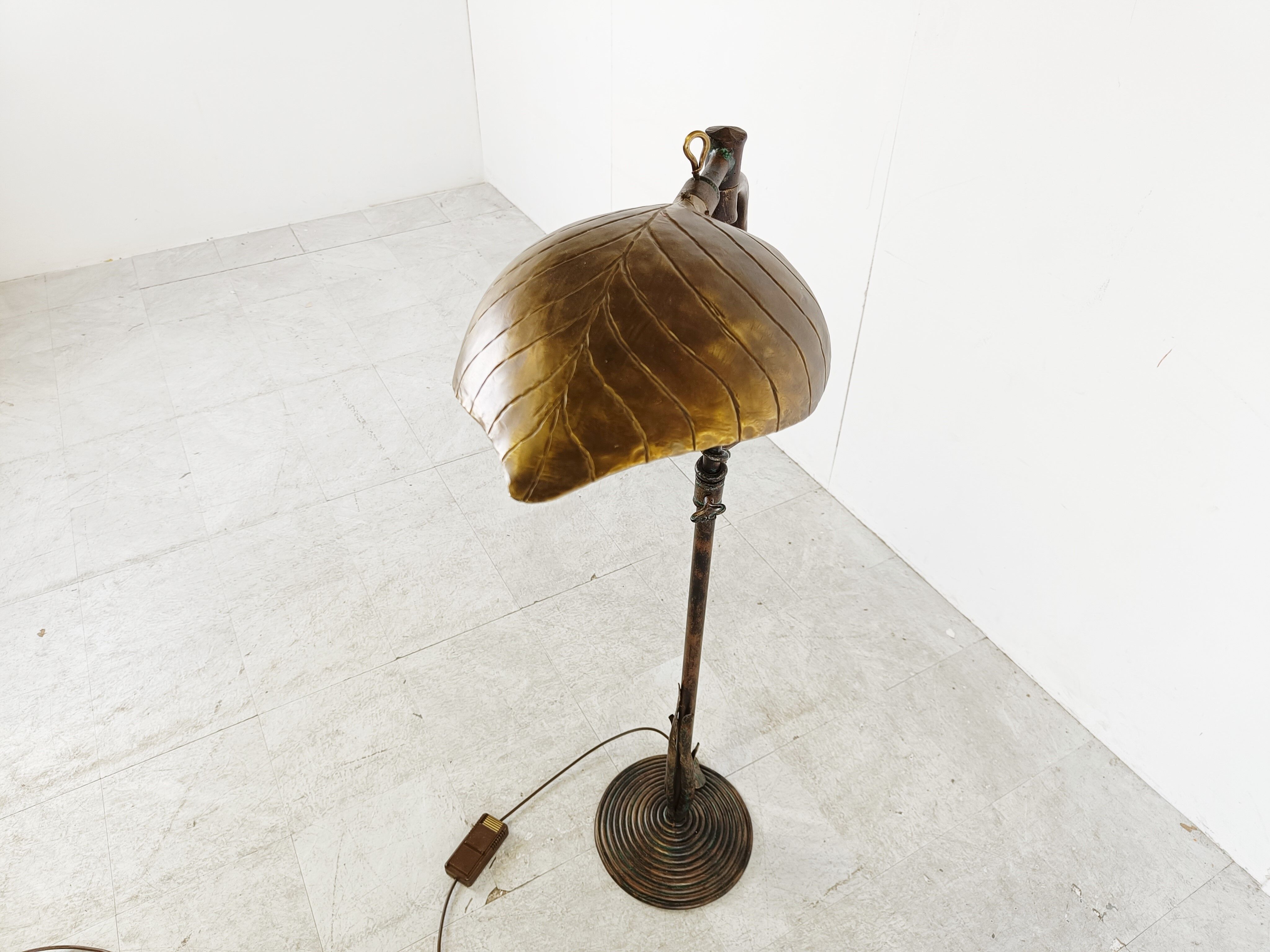 Vintage brass leaf floor lamp 1970s