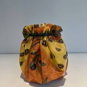 Trompe-l'Œil Ceramic Vase in the Shape of a Knotted Bag with Floral Decoration. Work