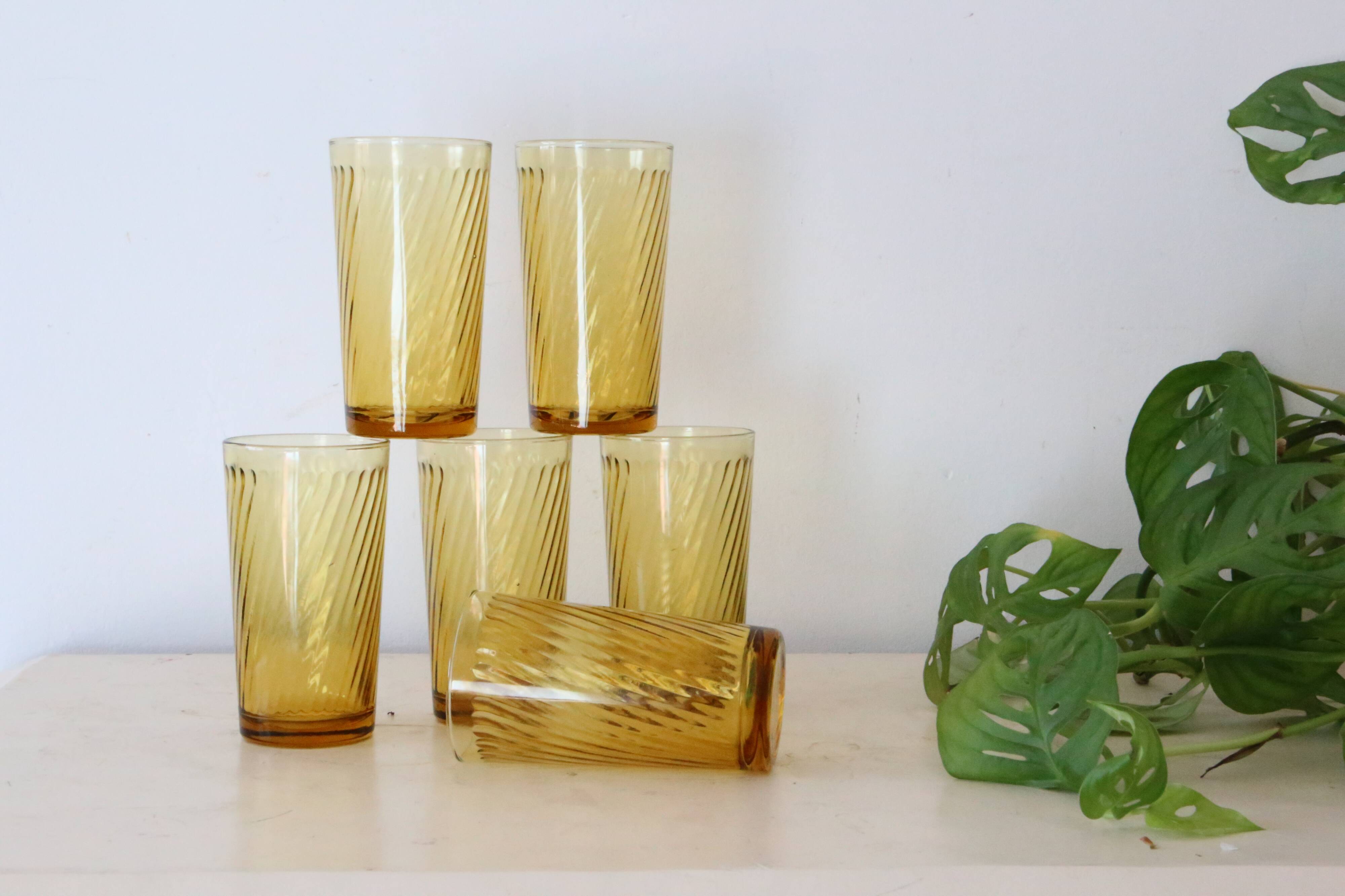 Lot de 6 verres ambrés