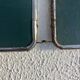 Vintage 1950s triptych barber mirror in duck blue - 22 x 86 cm