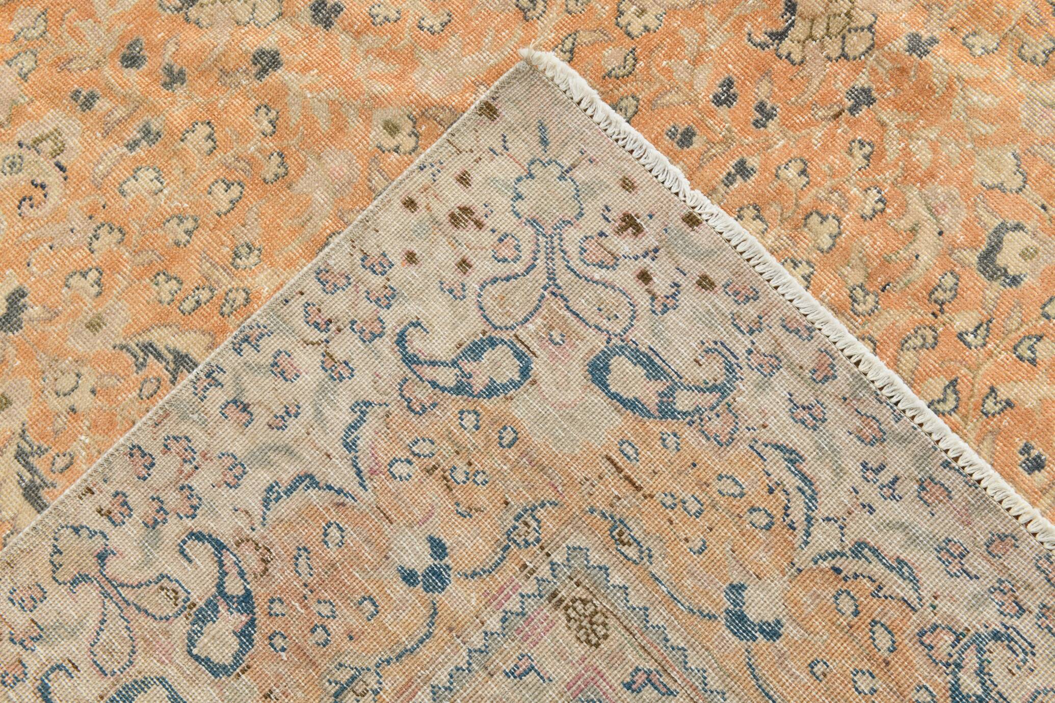 Grand Tapis Vintage Pêche & Beige – Motifs Fins, Tons Clairs, 298x400 Cm