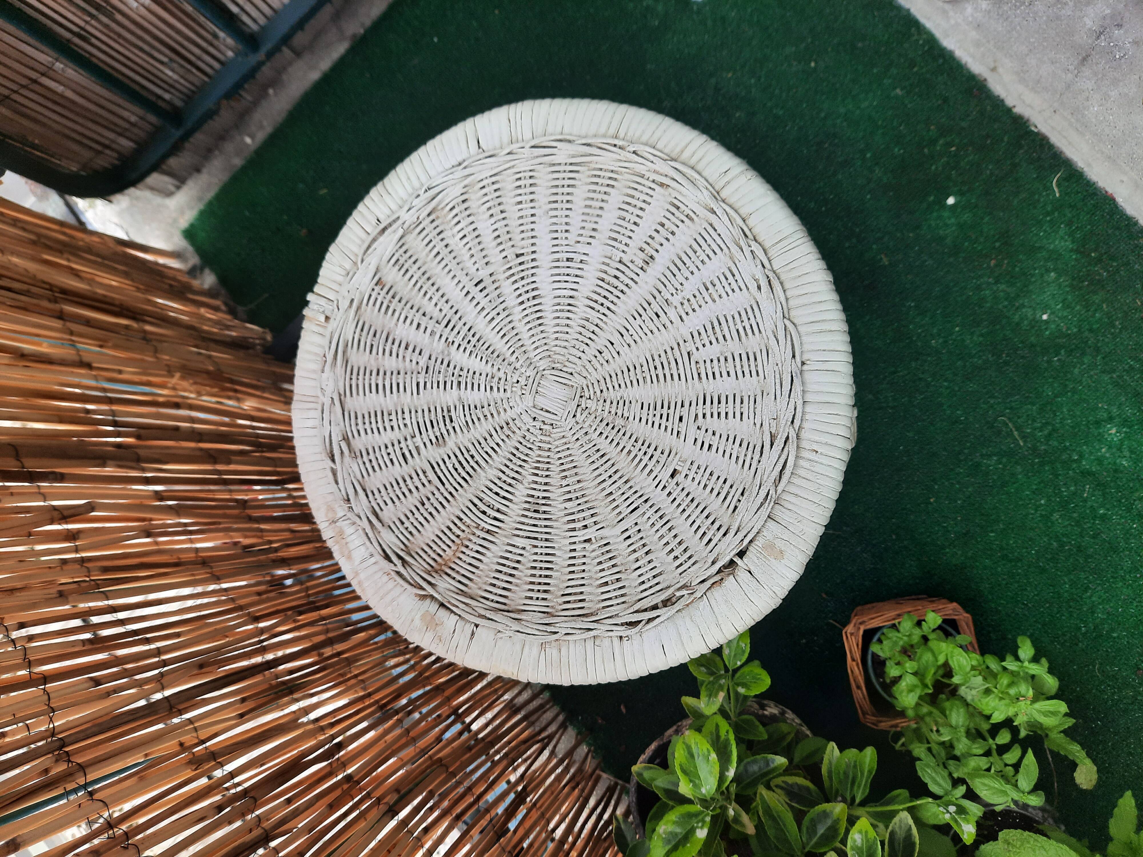 White rattan table