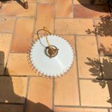 Vintage opaline suspension white wavy threads and gold socket retro firm style