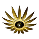 Spanish sunburst flush mount light fixture in gilt iron, Ferro Art, 1960s
