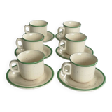 Set of 6 vintage speckled beige and green espresso cups – coffee service