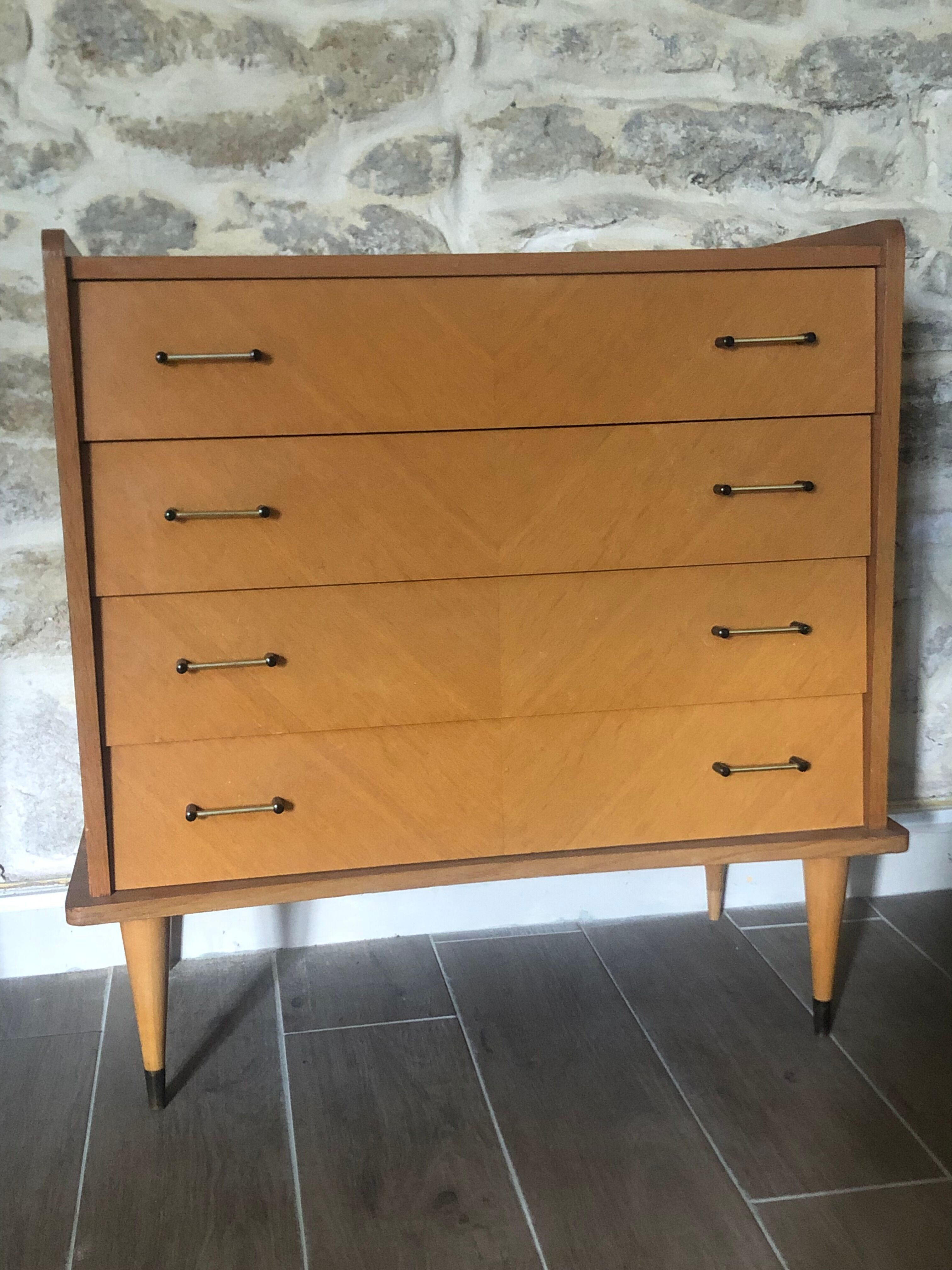 60s chest of drawers, compass feet