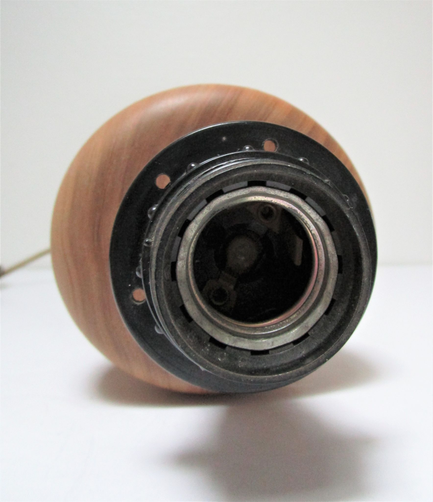 Pied de lampe XL bois massif veiné tourné vintage
