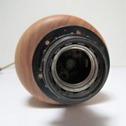 Pied de lampe XL bois massif veiné tourné vintage