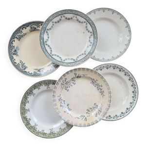 6 assiettes plates vintage