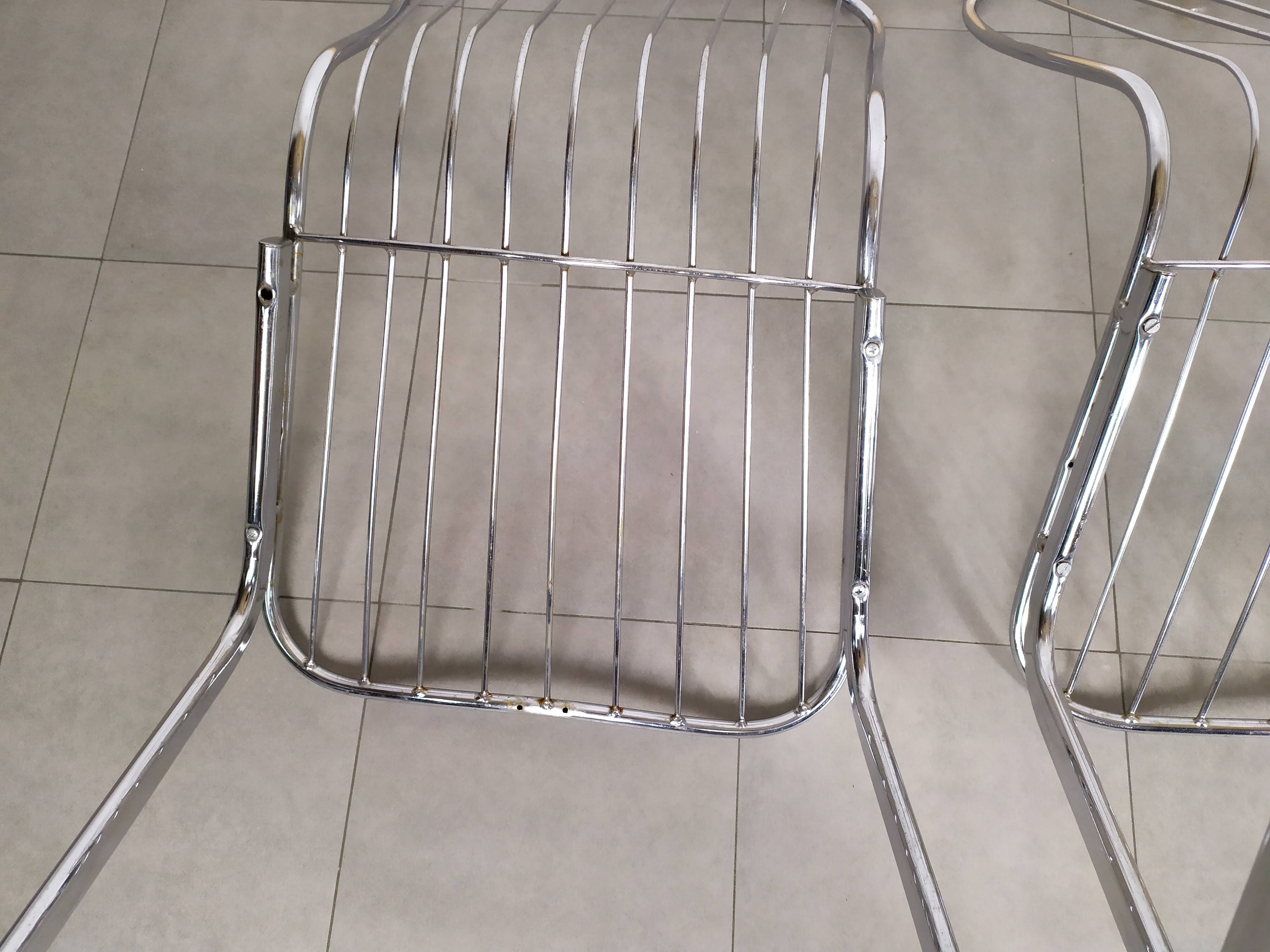 Lot de 4 chaise design en métal chromé années 70