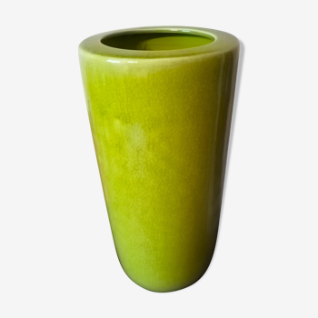 Very large green enamelled ceramic vase