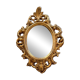 Miroir rocaille en résine dorée