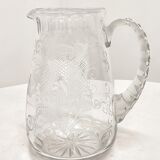 Hand-carved glass jug. France, 1950s.