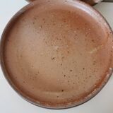 trio of brown stoneware plates, handmade pottery