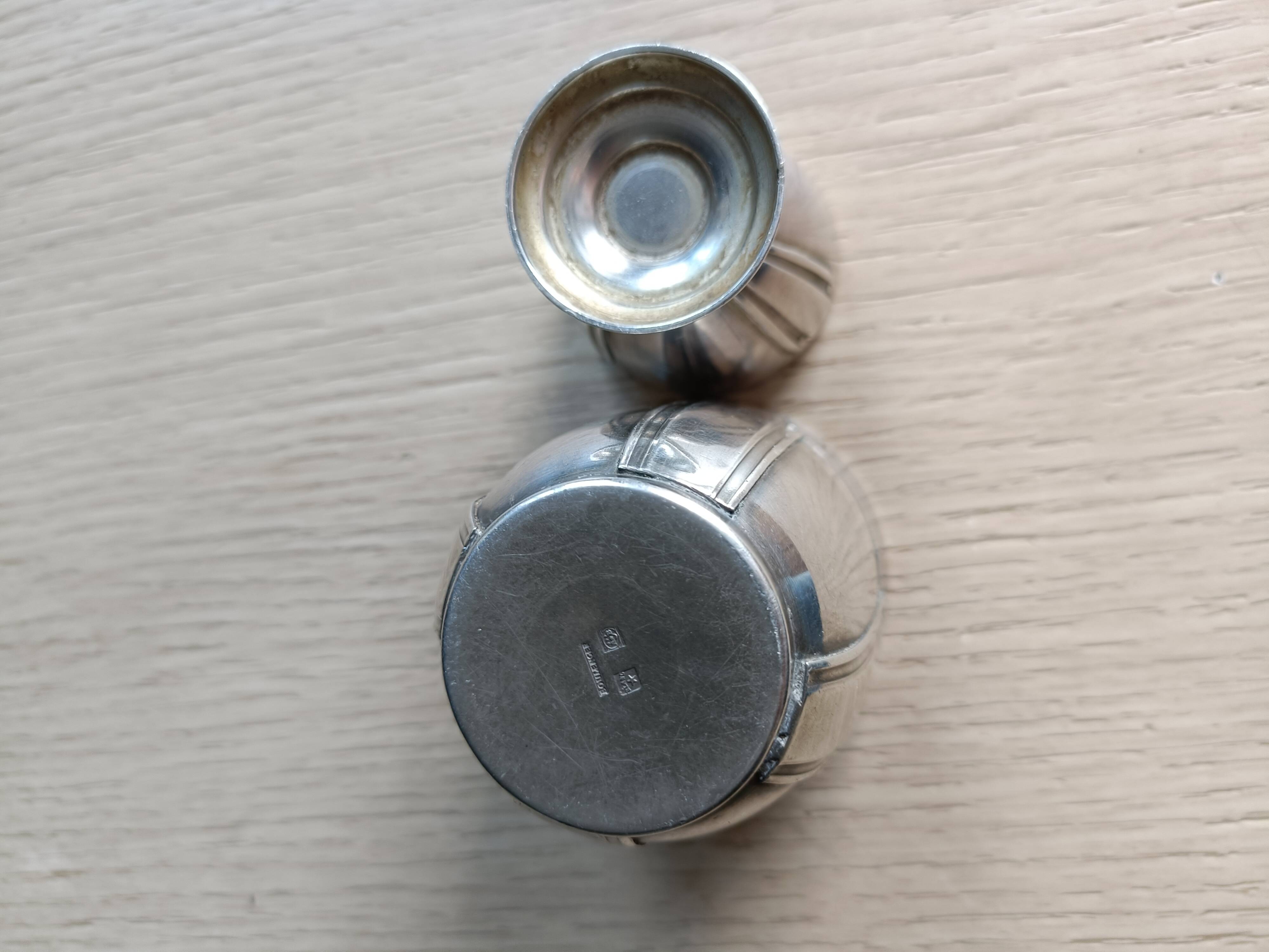 Boulenger silver-plated metal cup and egg cup