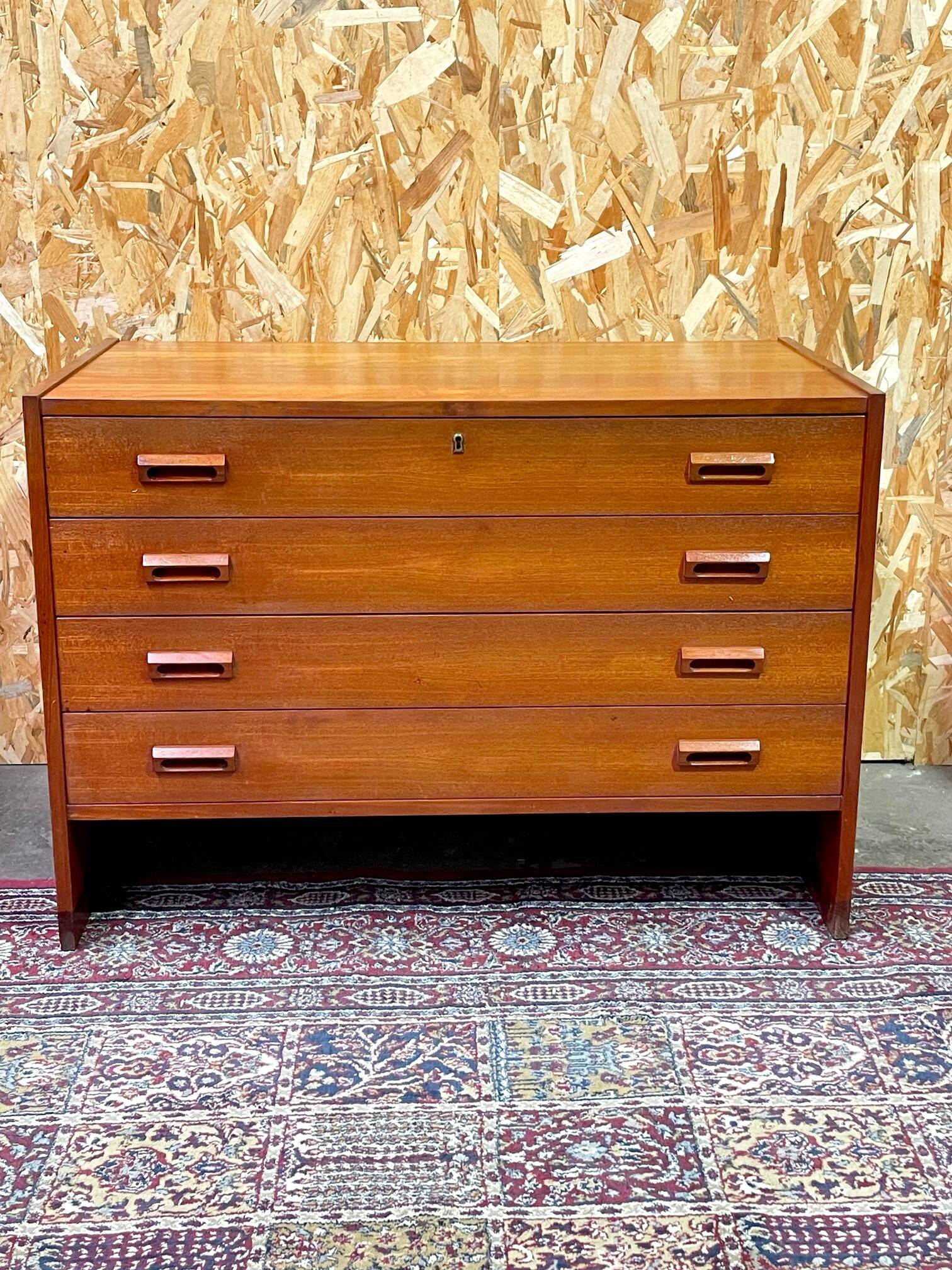 Commode bibliothèque bar scandinave en teck vintage années 60
