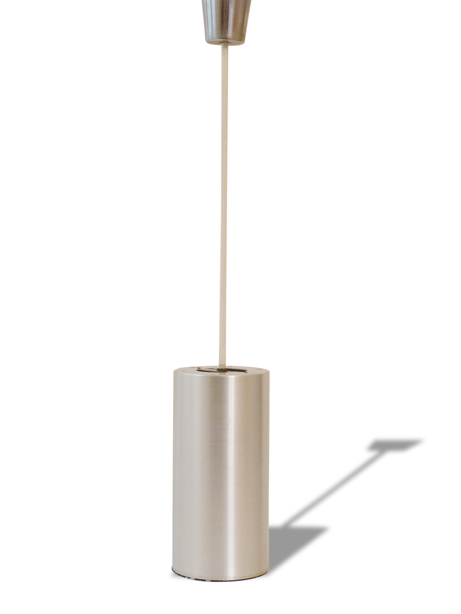 Great ceiling light chandelier cylinder in brushed steel 1970 vintage space age 70's funky seventies