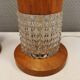 Swedish table lamps made of teak wood and hard pressed crystal glass.