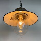 Green Enamel and Cast Iron Industrial Pendant Light, 1960s