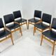 Set of 6 Leatherette & Wood Chairs, Czechoslovakia, 1960's