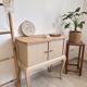Small accent furniture / cream beige chest of drawers natural wood – chic style