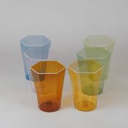 Set of six hexagonal Murano glass glasses handmade by Carlo Scarpa.