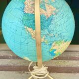 Globe world map old glass light vintage design 1970