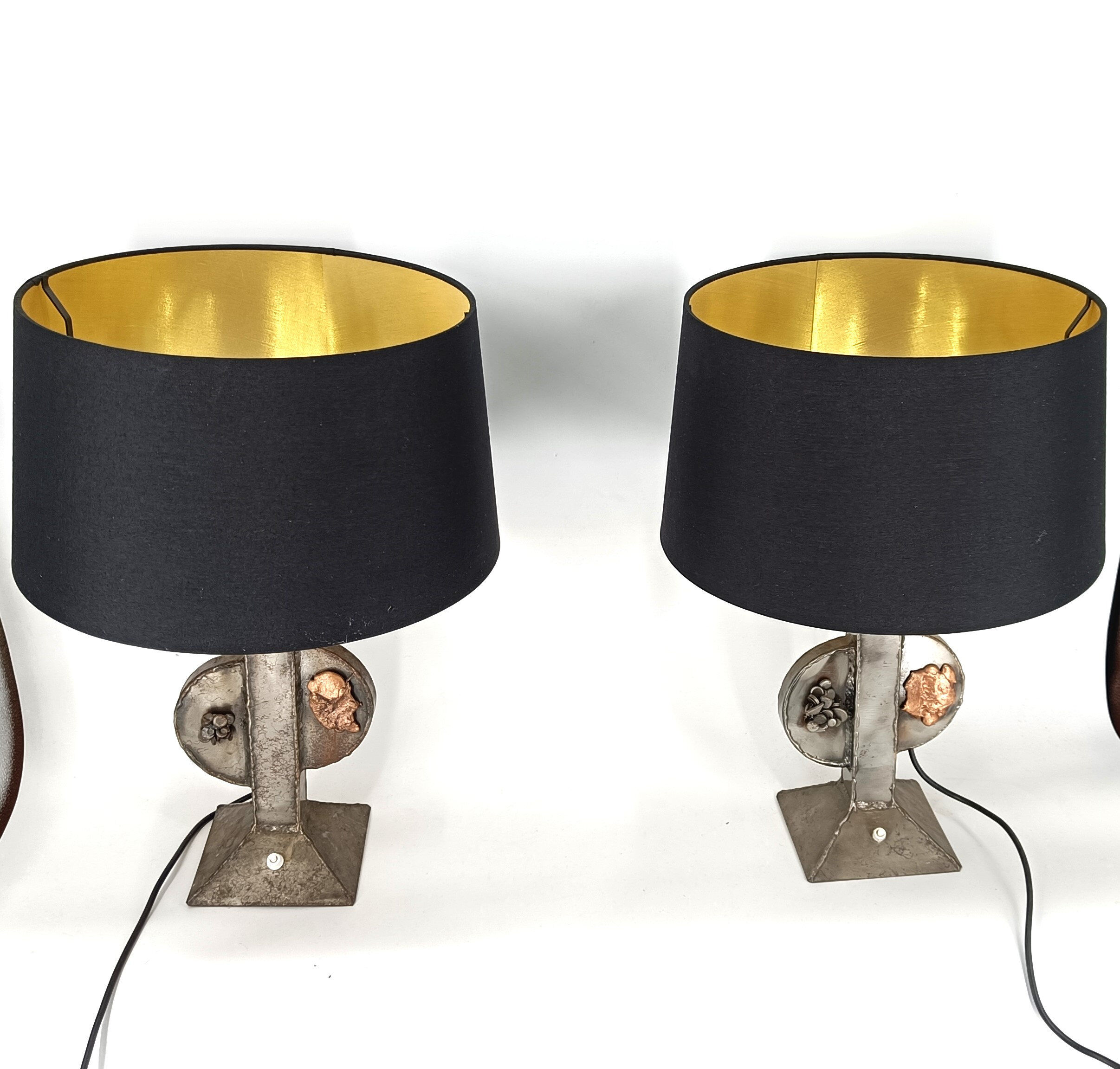 Pair of brutalist table lamps, 1970s