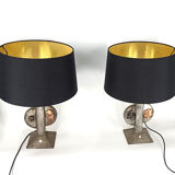 Pair of brutalist table lamps, 1970s