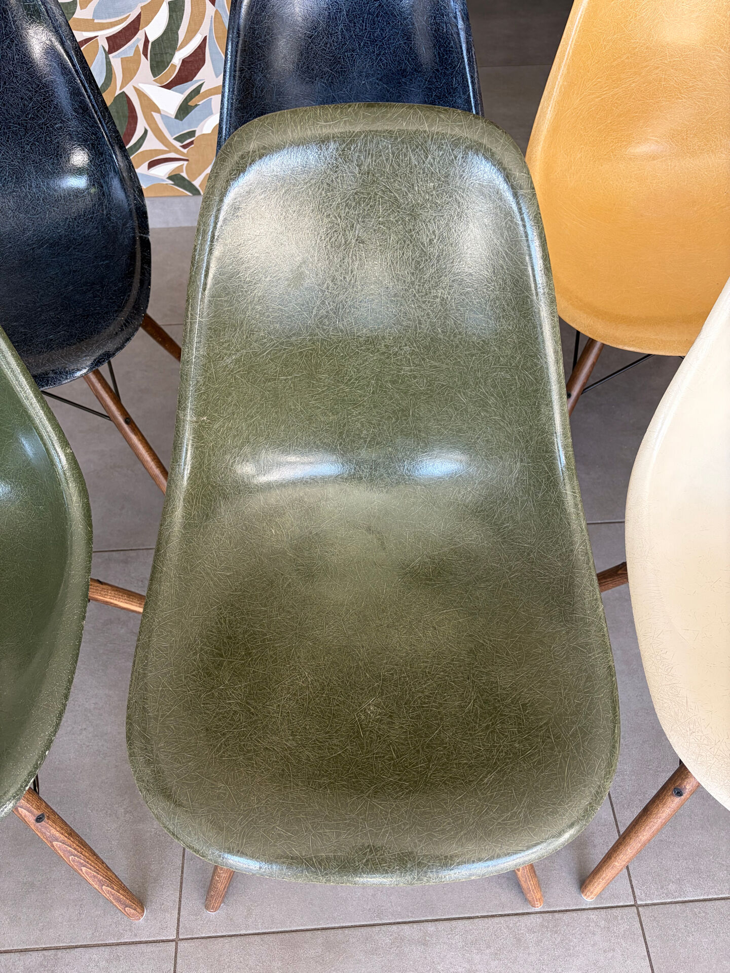 Olive green Eames chairs