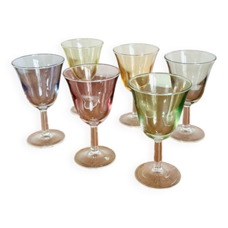 6 verres colores neufs luminarc années 60