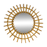 Vintage rattan sunburst mirror from the 1960s