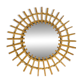 Vintage rattan sunburst mirror from the 1960s