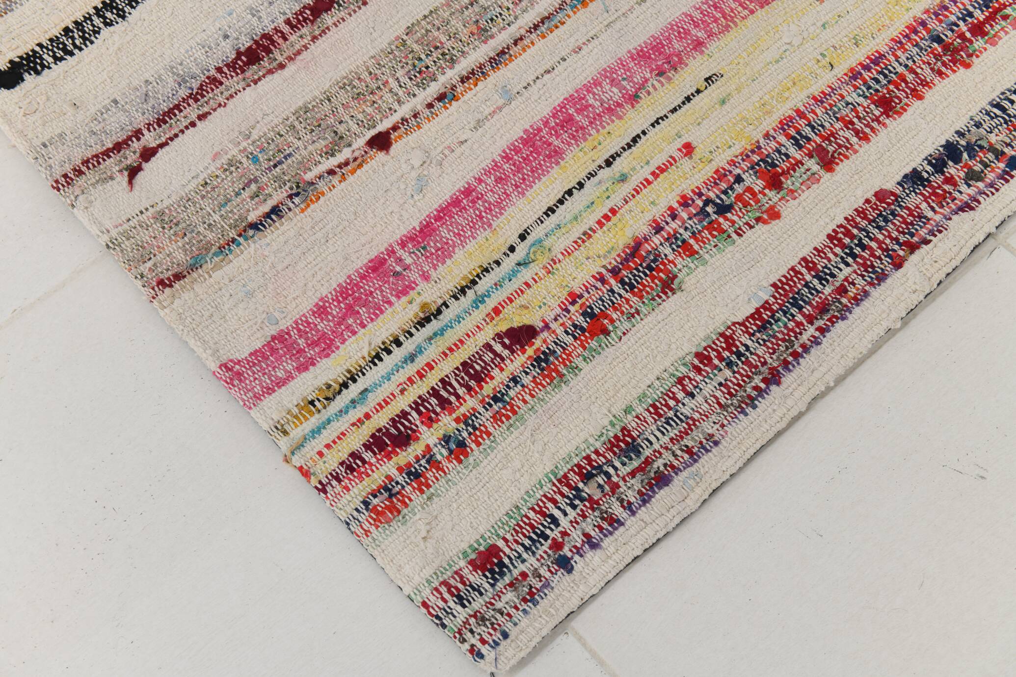 Large Striped Multicolor Vintage Kilim Rug, 292x327Cm