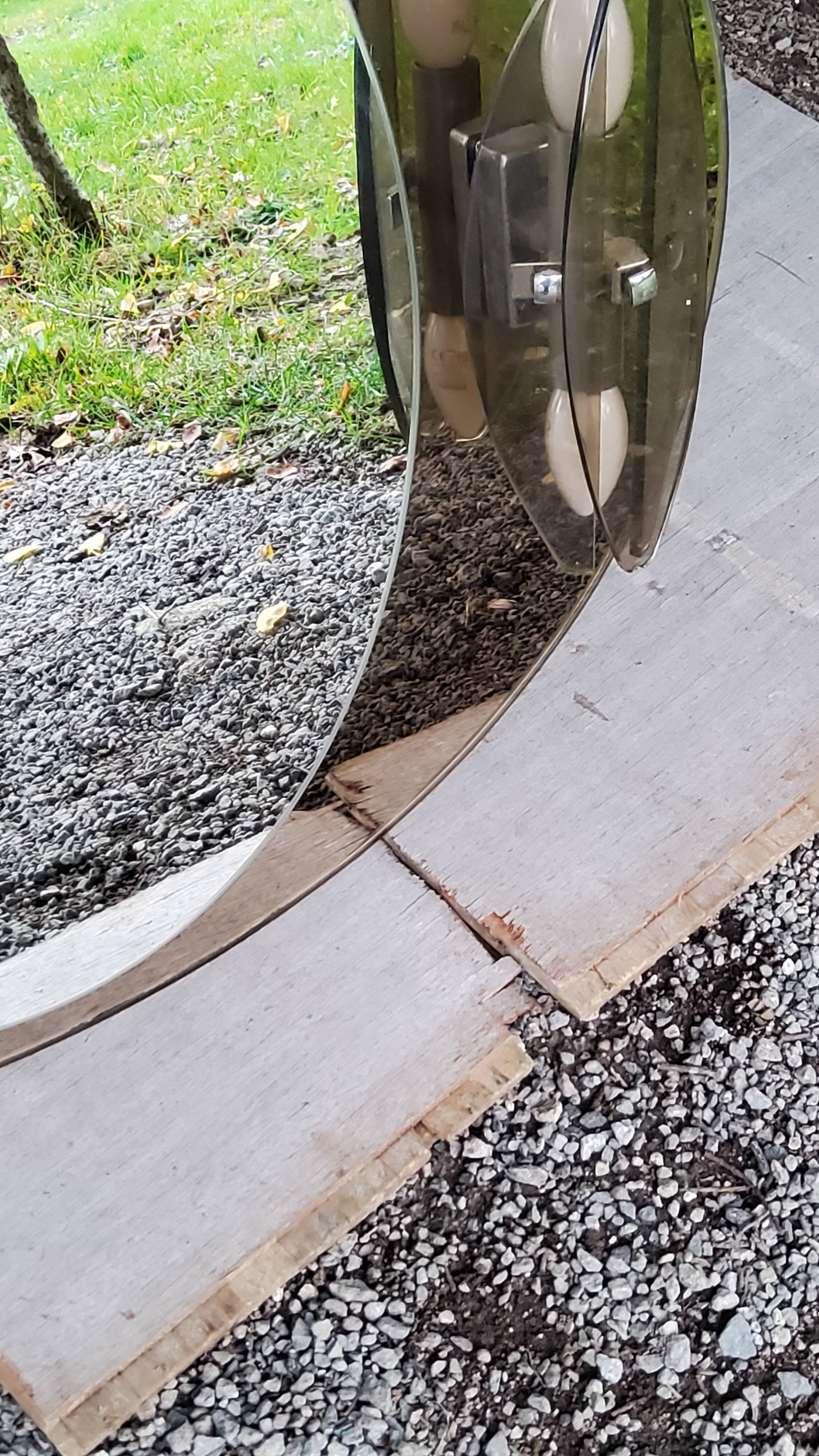 Oval mirror with 2 double tain sconces by Antonio Lupi from the 80s, 69x55 cm