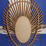 Oval rattan mirror