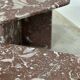 Set of 2 Belgian Rouge Griotte marble coffee tables, vintage postmodern nesting