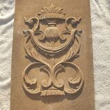 Panel, pediment, bas-relief in polychrome wood