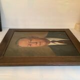 Large portrait painting of a man, oil on canvas, signed.