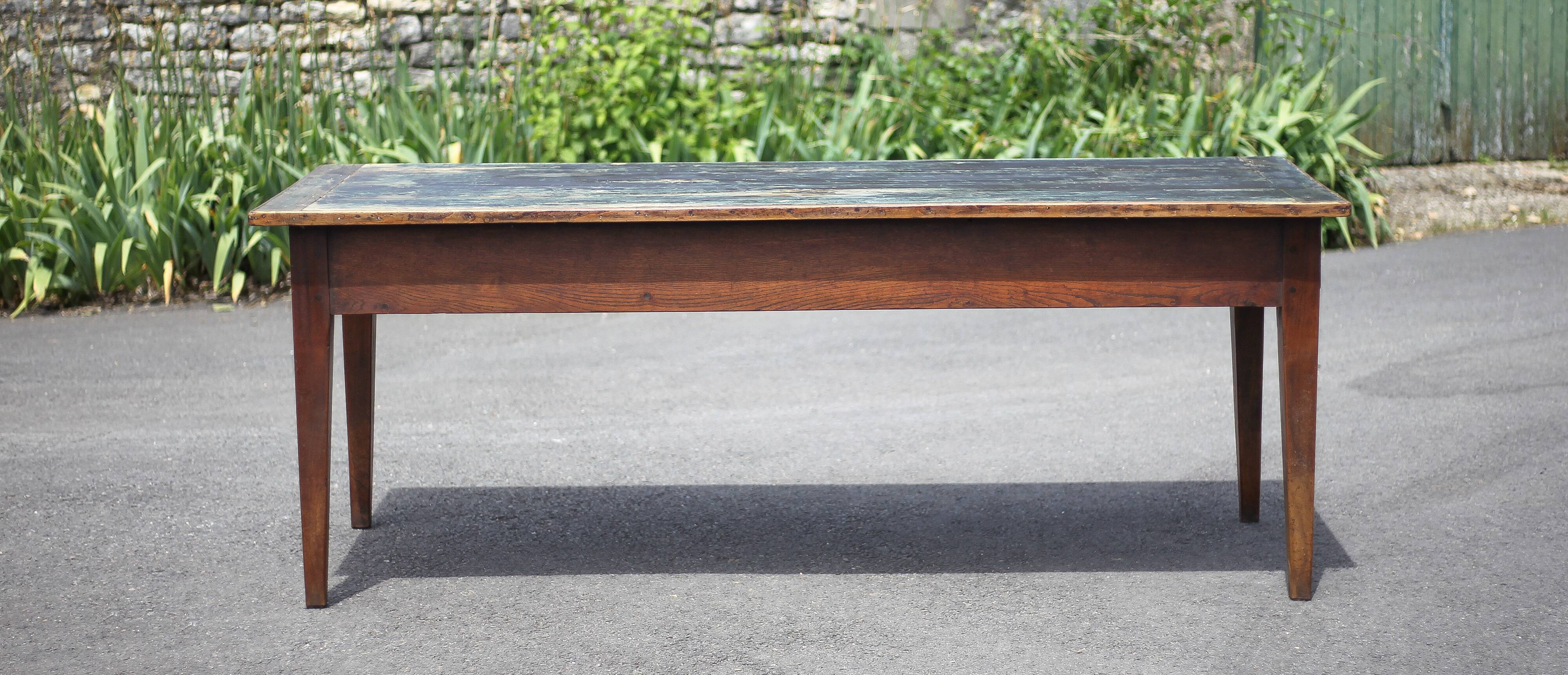 Farmhouse table and its 2 benches, living room table, wooden table with pair of wooden benches