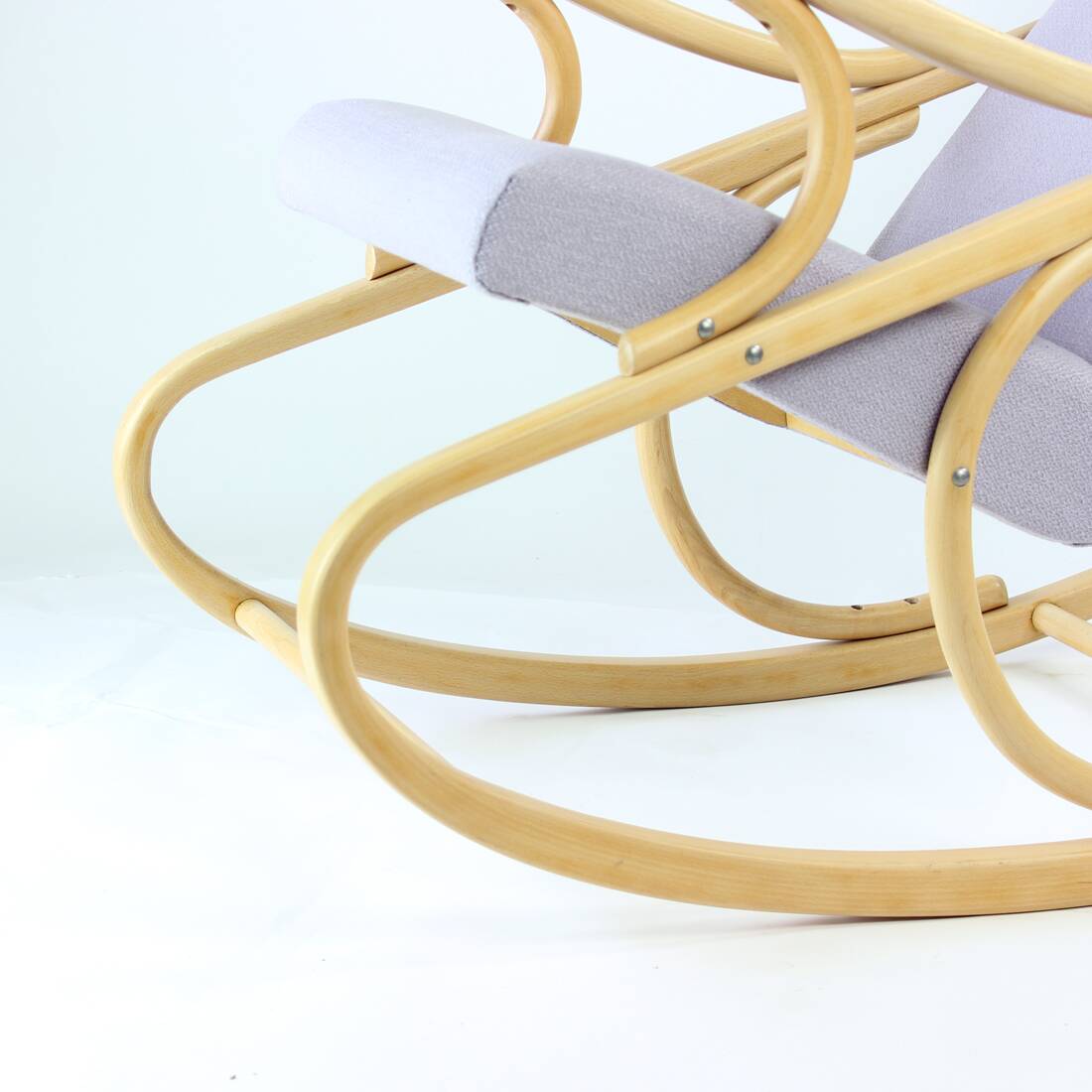 Mid Century Bentwood Rocking Armchair In Blond Oak By Ton, Czechoslovakia