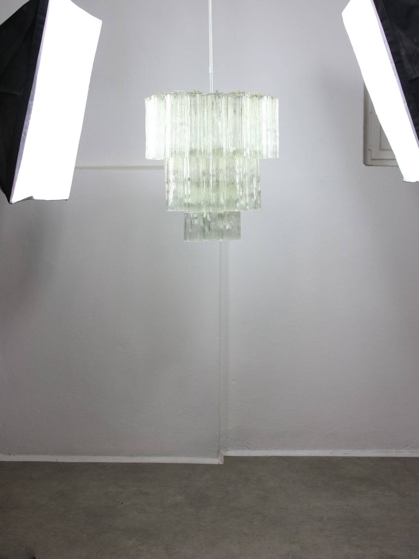 Large Mid-century Italian Glass Cascade Chandelier
