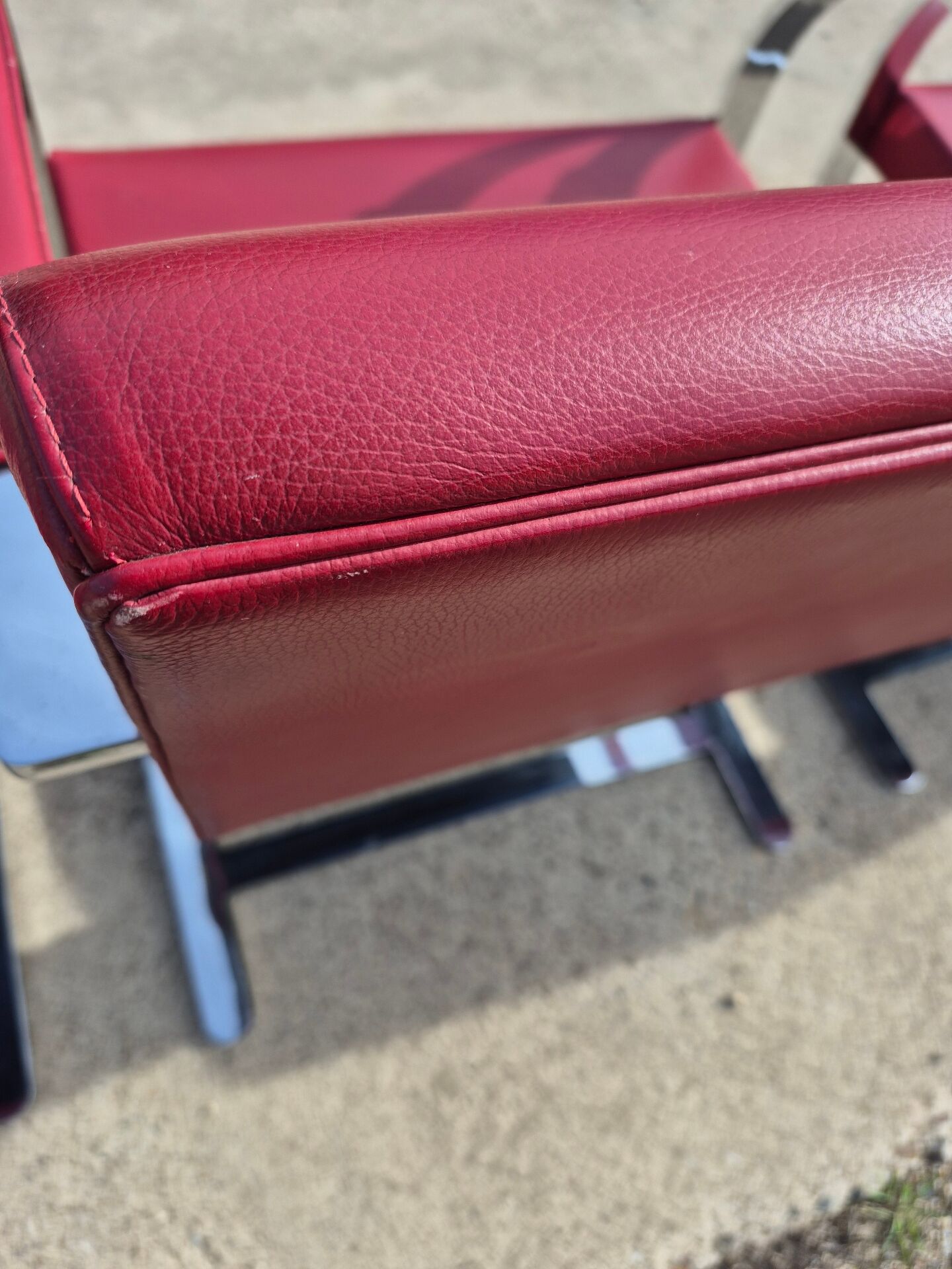 Set 4 - red chrome Brno armchair flat bar- Ludwig Mies vd Rohe bauhaus