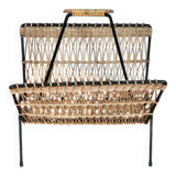 Wicker and metal magazine rack