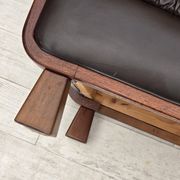 1970s, Scandinavian armchair, brown furniture leather, teak wood legs.